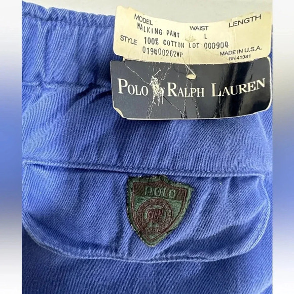 NWT VTG Polo Ralph Lauren Blue Walking Pants Fly Zip Golf Made in USA Sz L - Picture 12 of 13
